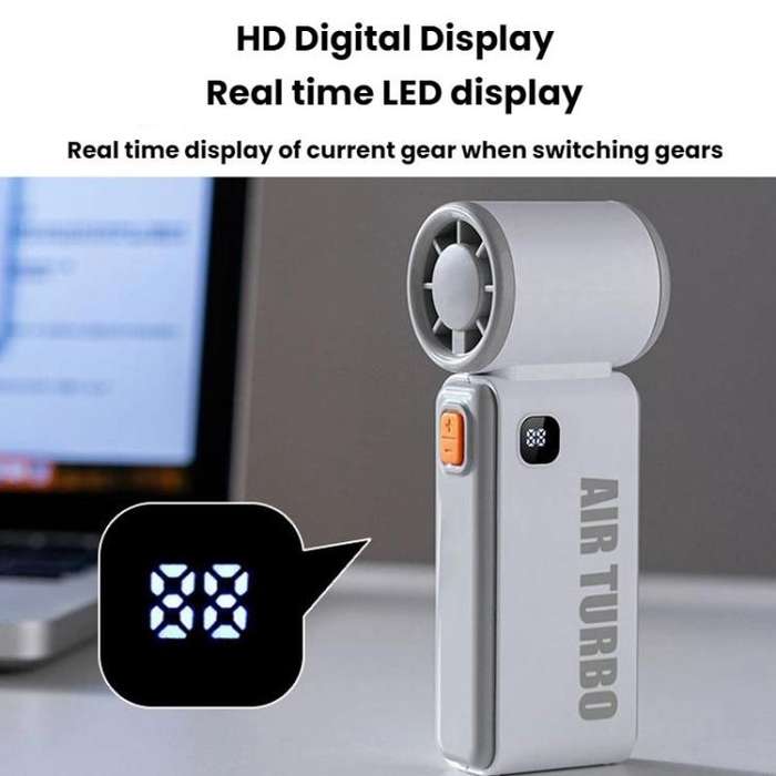 WH14 Handheld Digital Display Fan Outdoor Portable High Speed Fan(Purple)