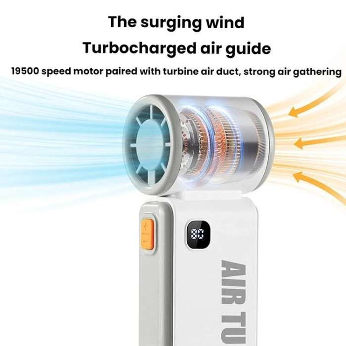 WH14 Handheld Digital Display Fan Outdoor Portable High Speed Fan(Purple)