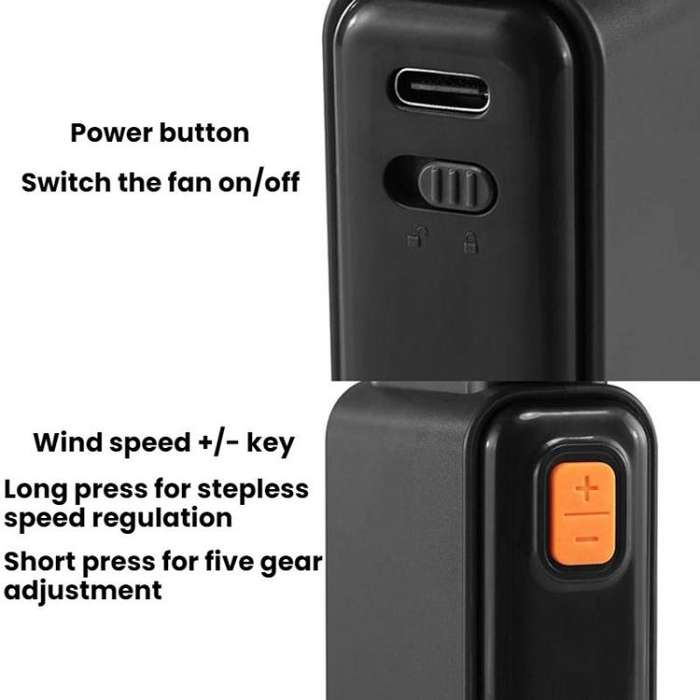WH14 Handheld Digital Display Fan Outdoor Portable High Speed Fan(Black)