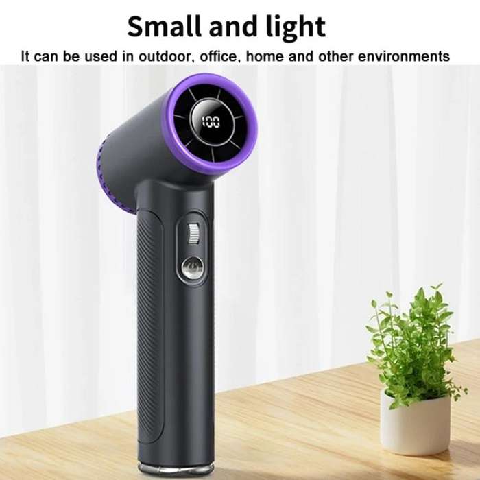 WT23 Handheld Digital Display Turbine Fan Outdoor Stepless Variable Speed Fan(Black)