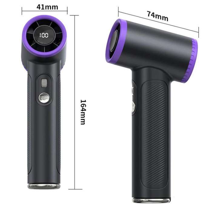 WT23 Handheld Digital Display Turbine Fan Outdoor Stepless Variable Speed Fan(Black)