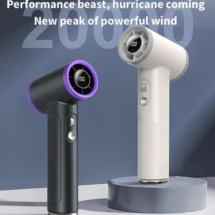 WT23 Handheld Digital Display Turbine Fan Outdoor Stepless Variable Speed Fan(Black)