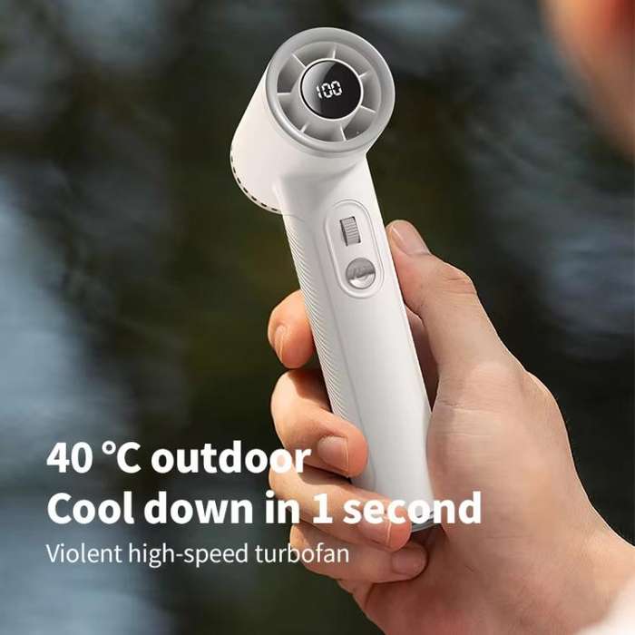 WT23 Handheld Digital Display Turbine Fan Outdoor Stepless Variable Speed Fan(Black)