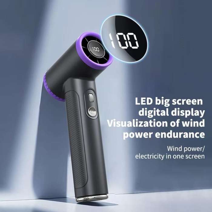 WT23 Handheld Digital Display Turbine Fan Outdoor Stepless Variable Speed Fan(Black)