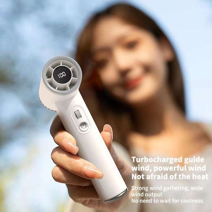 WT23 Handheld Digital Display Turbine Fan Outdoor Stepless Variable Speed Fan(Black)
