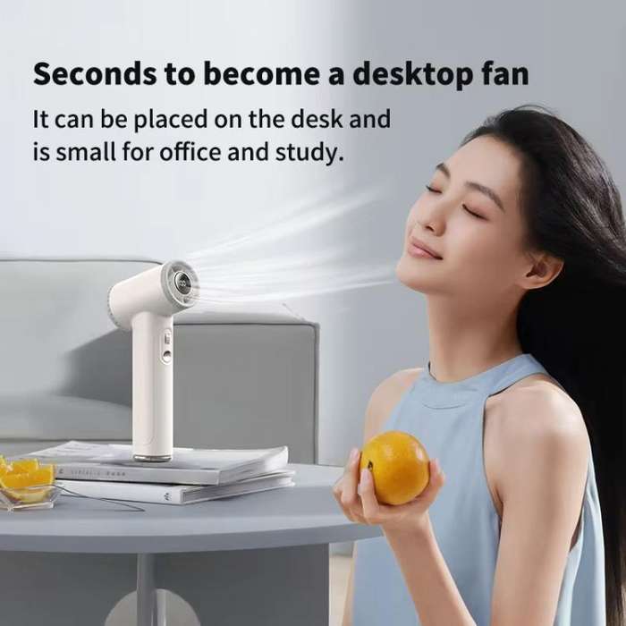 WT23 Handheld Digital Display Turbine Fan Outdoor Stepless Variable Speed Fan(Black)