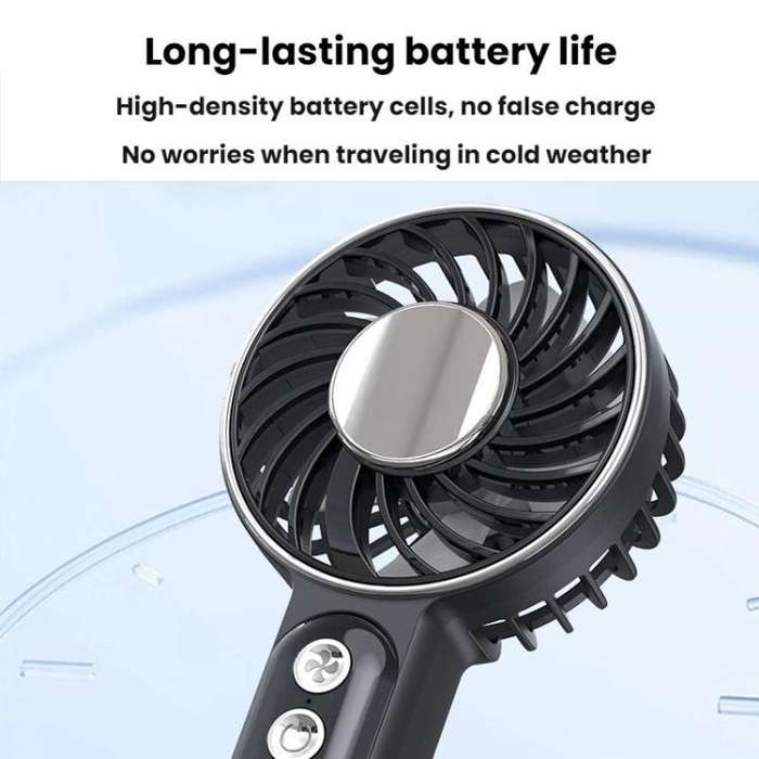 WT25 Handheld Fan With Lanyard Clip USB Desktop Silent Rechargeable Fan(Black)