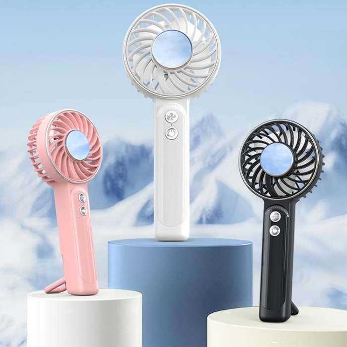 WT25 Handheld Fan With Lanyard Clip USB Desktop Silent Rechargeable Fan(Pink)