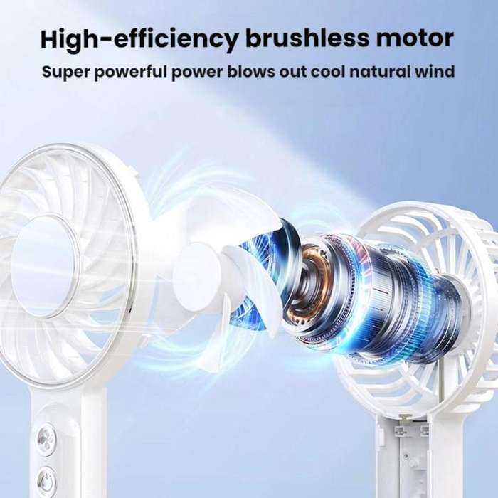 WT25 Handheld Fan With Lanyard Clip USB Desktop Silent Rechargeable Fan(Black)