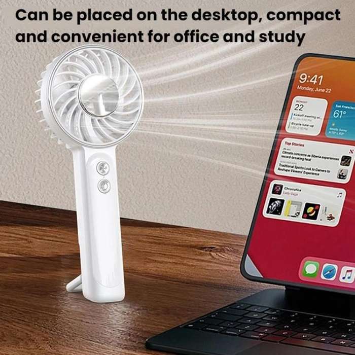 WT25 Handheld Fan With Lanyard Clip USB Desktop Silent Rechargeable Fan(Black)