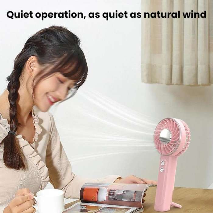 WT25 Handheld Fan With Lanyard Clip USB Desktop Silent Rechargeable Fan(Pink)