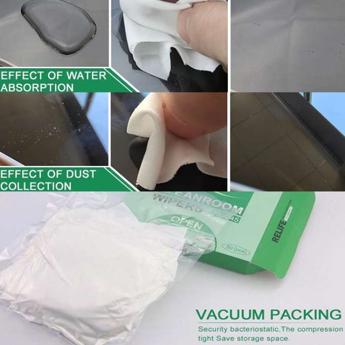 RELIFE RL-045 Anti-Static Lint-Free Cloth Microfiber Wiping Phone Screen Cleaning Cloth(50pcs)