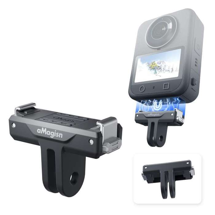 For DJI Osmo 360/Action 5 Pro/4/3 aMagisn Magnetic Quick-Release Adapter Plastic Snap-On Base(Black)