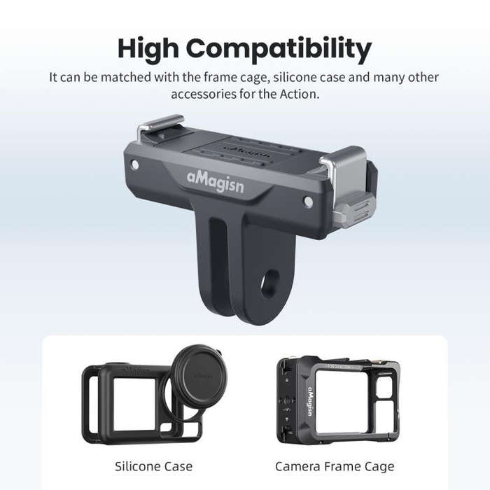 For DJI Osmo 360/Action 5 Pro/4/3 aMagisn Magnetic Quick-Release Adapter Plastic Snap-On Base(Black)
