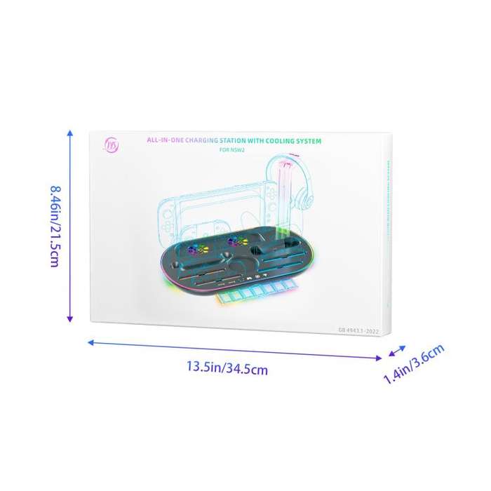 For Nintendo Switch 2 JYS NS2322 With RGB Light Charging Base Cooling Charging Storage Integrated...