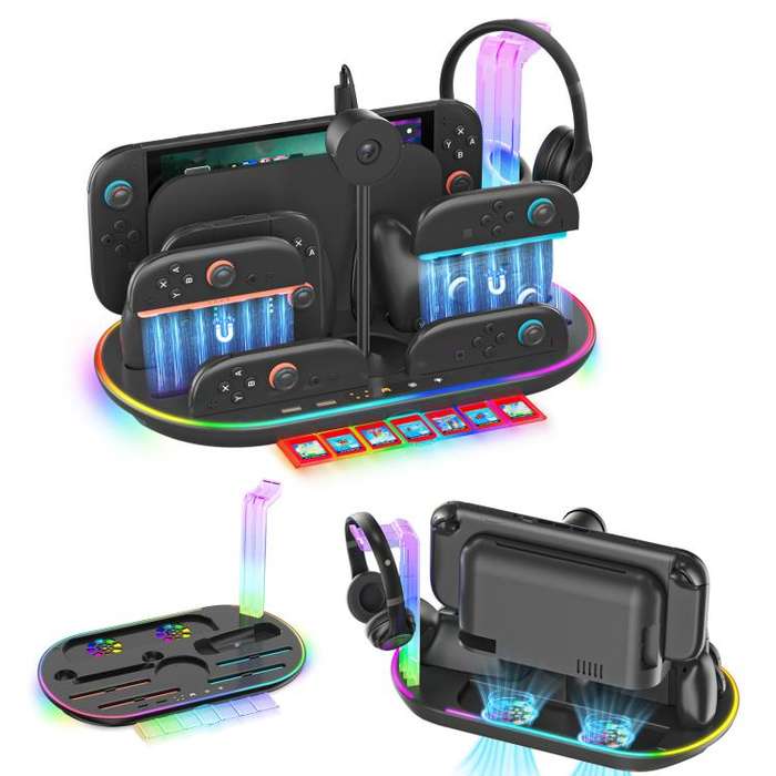 For Nintendo Switch 2 JYS NS2322 With RGB Light Charging Base Cooling Charging Storage Integrated...
