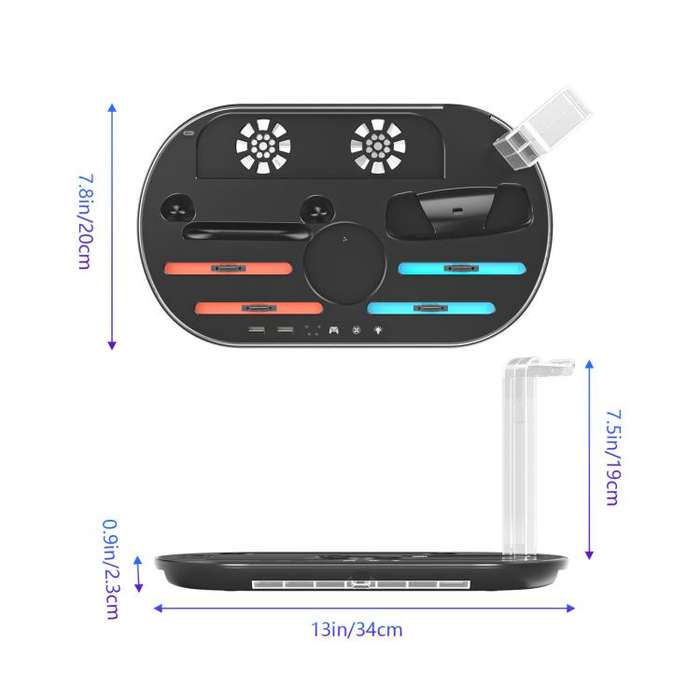 For Nintendo Switch 2 JYS NS2322 With RGB Light Charging Base Cooling Charging Storage Integrated...