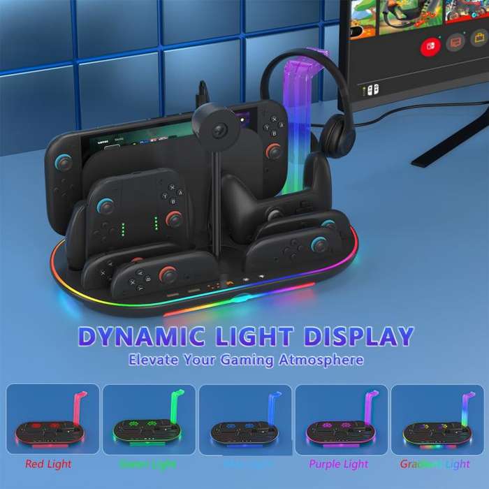 For Nintendo Switch 2 JYS NS2322 With RGB Light Charging Base Cooling Charging Storage Integrated...