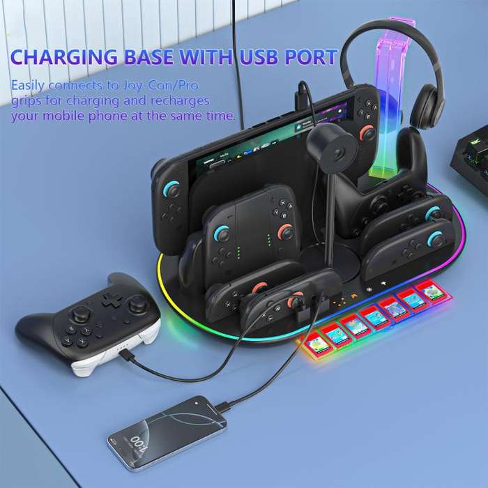 For Nintendo Switch 2 JYS NS2322 With RGB Light Charging Base Cooling Charging Storage Integrated...