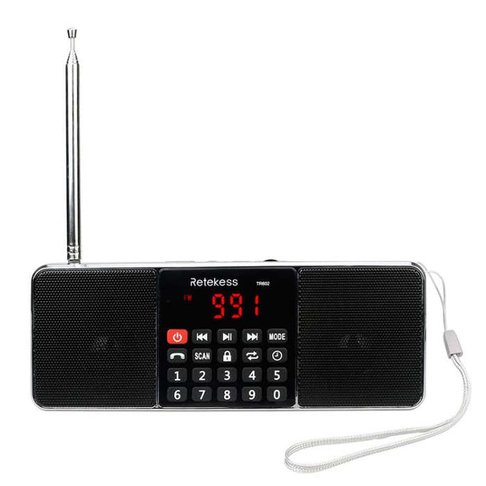 Retekess TR602 2 Band Bluetooth Radio MP3 Player(Black English Version)
