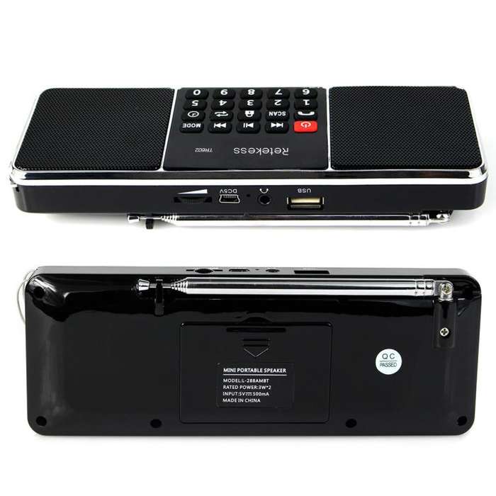 Retekess TR602 2 Band Bluetooth Radio MP3 Player(Black English Version)