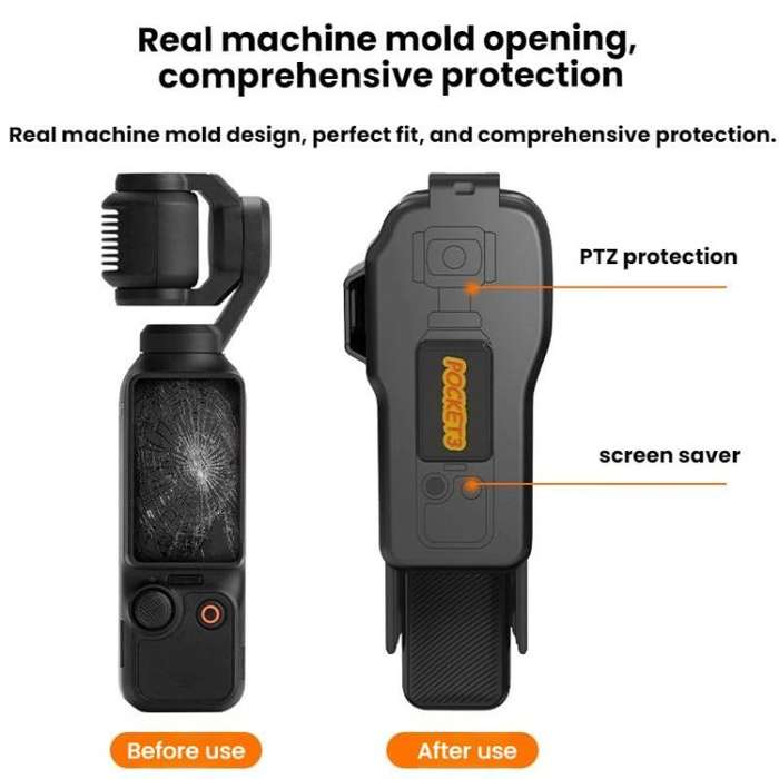 For DJI OSMO POCKET 3 BRDRC Body Screen Lens Protective Cover(Black)