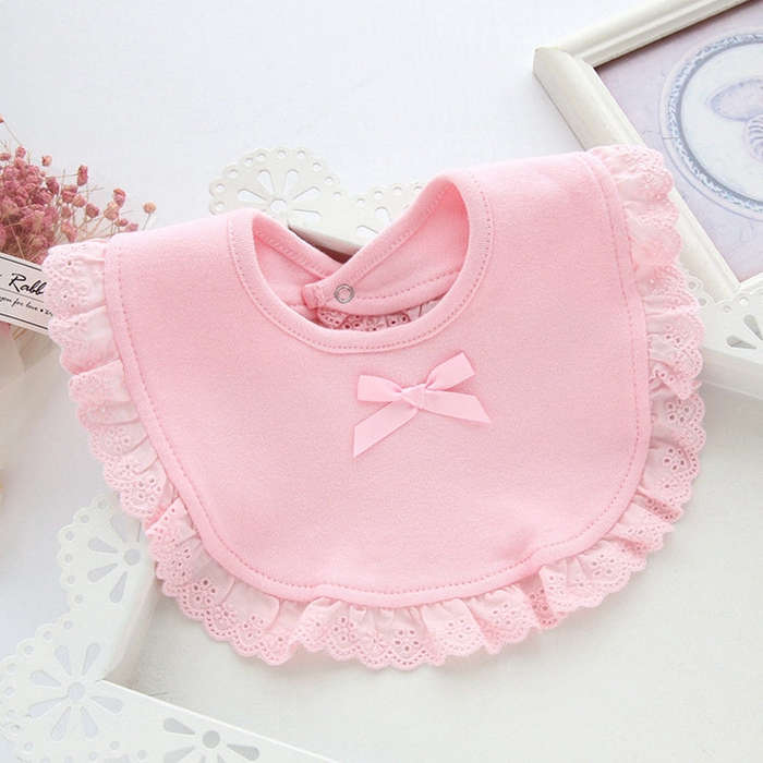 Newborn Lace Bow Baby Bibs Infant Saliva Towels(Pink)