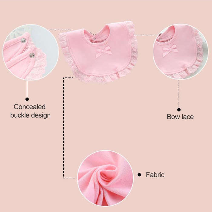 Newborn Lace Bow Baby Bibs Infant Saliva Towels(Pink)