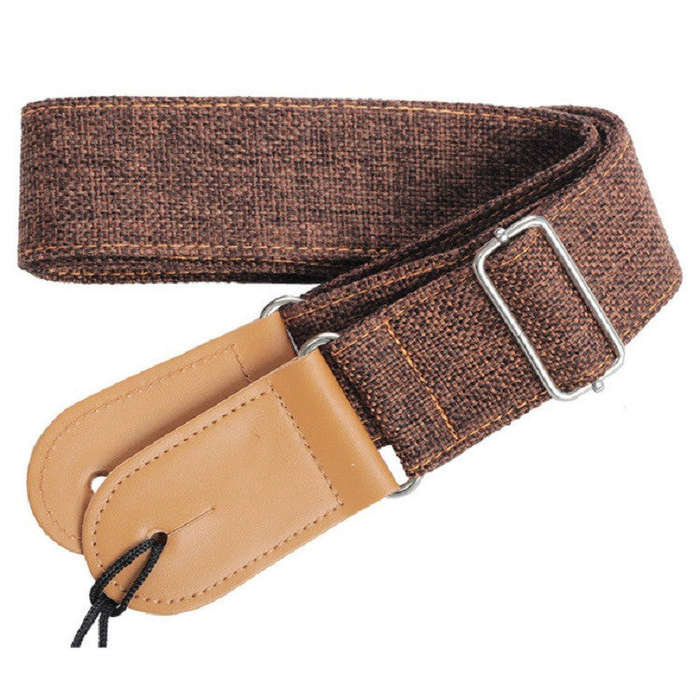 Cotton Linen Guitar Studs Strap Diagonal Shoulder Strap Musical Instrument Accessories(Beige)