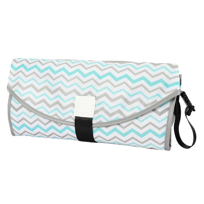 Baby Changing Diaper Pad Portable Folding Waterproof Nursing Pad, Size:One size(Green gray waves)