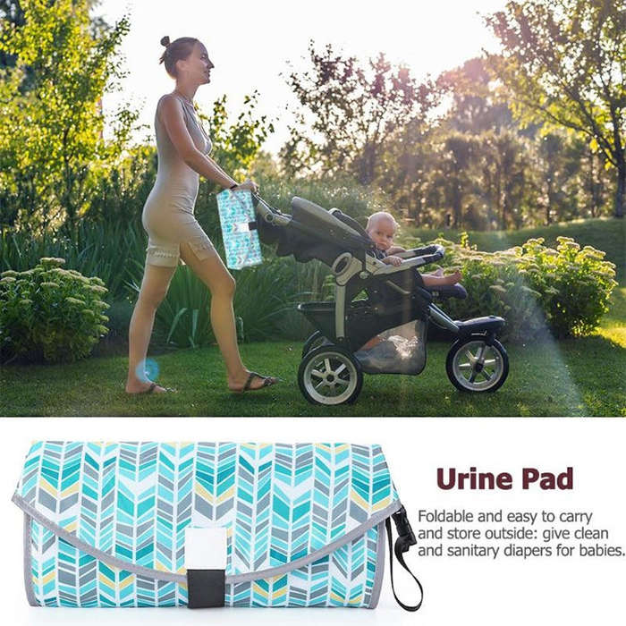 Baby Changing Diaper Pad Portable Folding Waterproof Nursing Pad, Size:One size(Light green geome...