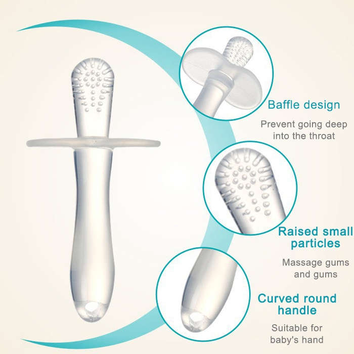 Baby Silicone Molar Stick Baby all Silicone Molar Stick Bite Teether(Transparent)