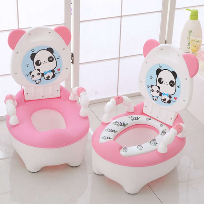 Baby Potty Toilet Bowl Training Seat Portable Urinal Comfortable Backrest Cartoon Cute Toilet(Pin...