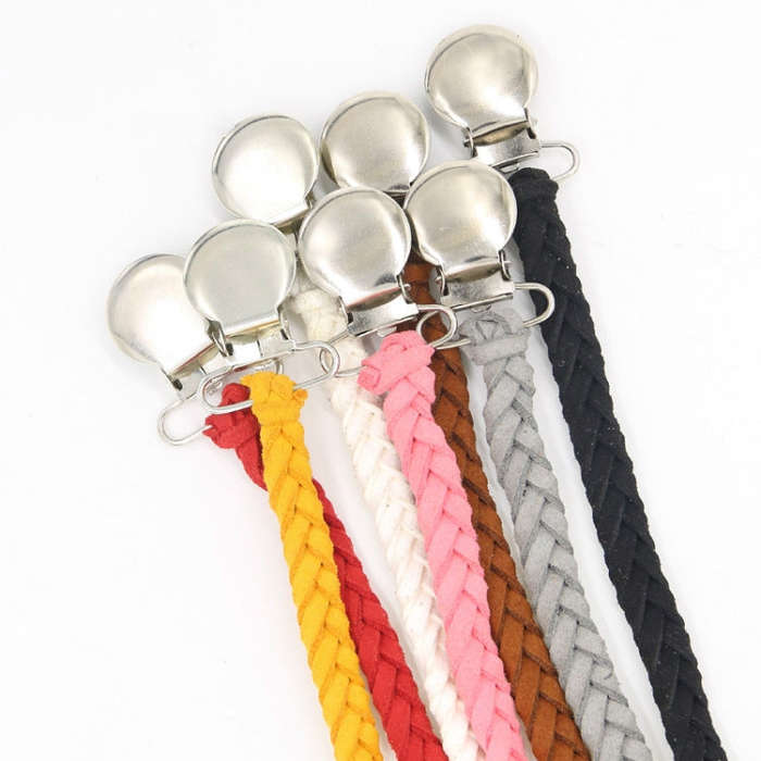3 PCS Baby Pacifier Chain Leather Woven Anti-off Chain(Pink)