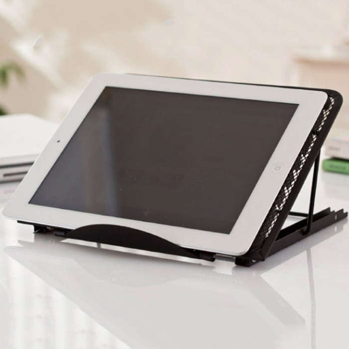 Portable Desktop Folding Cooling Metal Mesh Adjustable Ventilated Holder(Silver Gray)