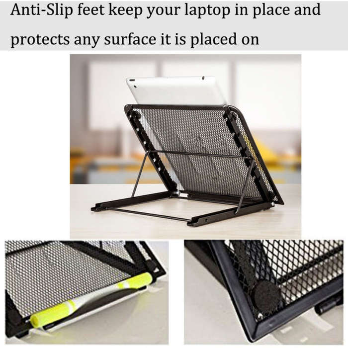 Portable Desktop Folding Cooling Metal Mesh Adjustable Ventilated Holder(Silver Gray)