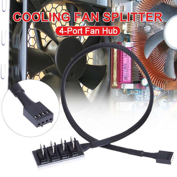 2 PCS Computer Fan PWM Hub Computer Chassis Fan Hub(A Drag Four)