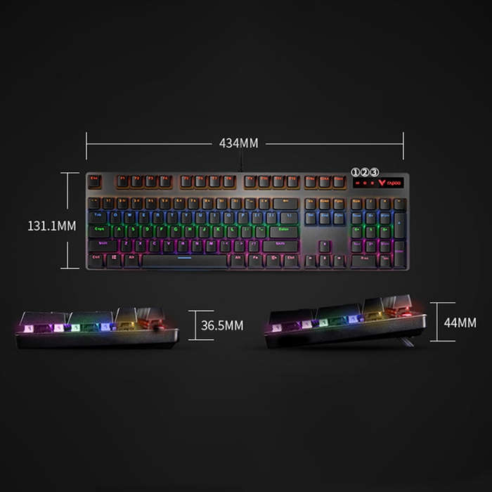 Rapoo V500 PRO Mixed Light 104 Keys Desktop Laptop Computer Game Esports Office Home Typing Wired...