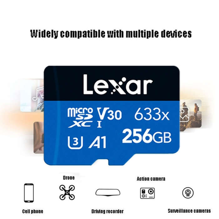 Lexar 633x 256GB High-speed Mobile Phone Camera Memory TF Card Switch Expansion Driving Recorder ...