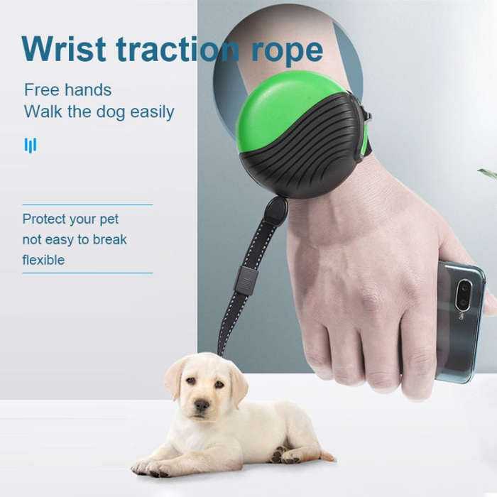 3m Automatic Retractable Wrist-style Pet Nylon Leash(Green)