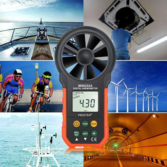 PEAKMETER High-precision Digital Display Wind Speed Air Volume Measuring Instrument MS6252A Wind ...