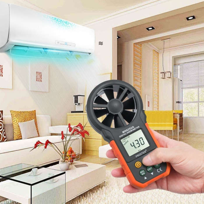 PEAKMETER High-precision Digital Display Wind Speed Air Volume Measuring Instrument MS6252A Wind ...