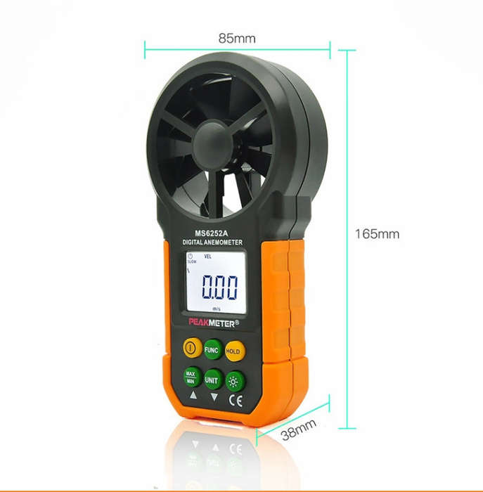 PEAKMETER High-precision Digital Display Wind Speed Air Volume Measuring Instrument MS6252A Wind ...