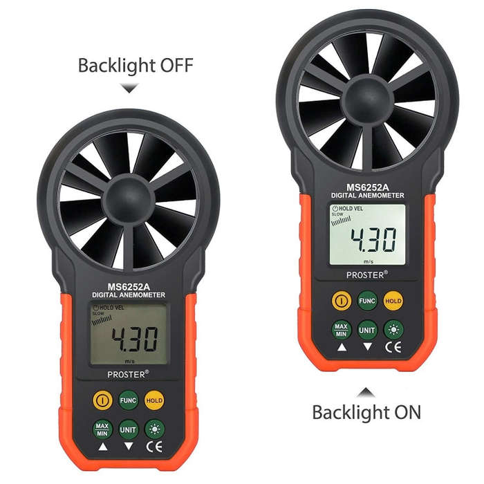 PEAKMETER High-precision Digital Display Wind Speed Air Volume Measuring Instrument MS6252A Wind ...