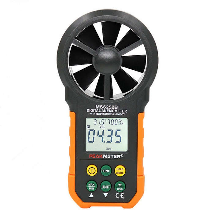 PEAKMETER High-precision Digital Display Wind Speed Air Volume Measuring Instrument MS6252B Tempe...