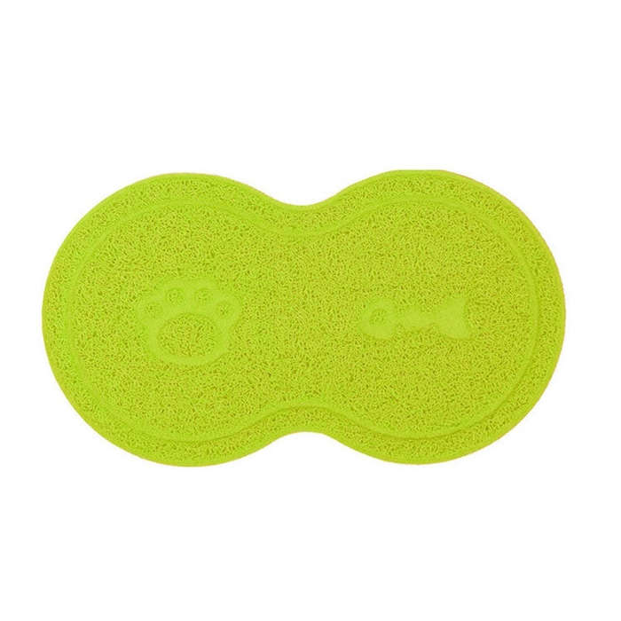 Lovely PVC Cat Litter Mat Eight-shaped  Anti-skid Placemat Pet Supplies(Yellow Green)