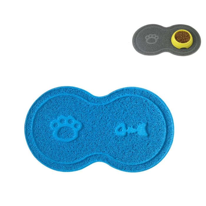 Lovely PVC Cat Litter Mat Eight-shaped  Anti-skid Placemat Pet Supplies(Light Blue)