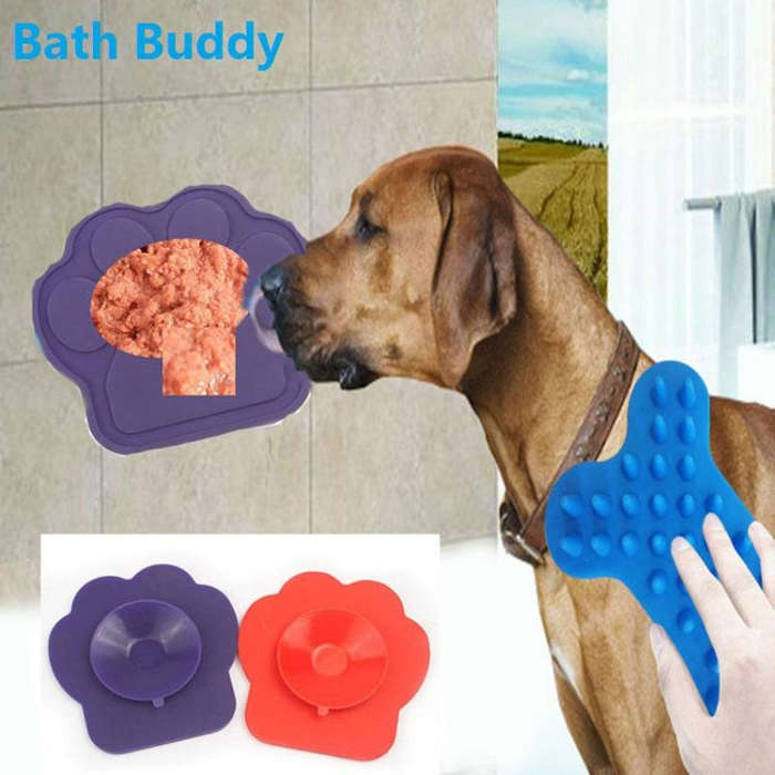 Pet Silicone Fixed Suction Cup Bowl Slow Eating Divert Attention Bath Products(Purple)