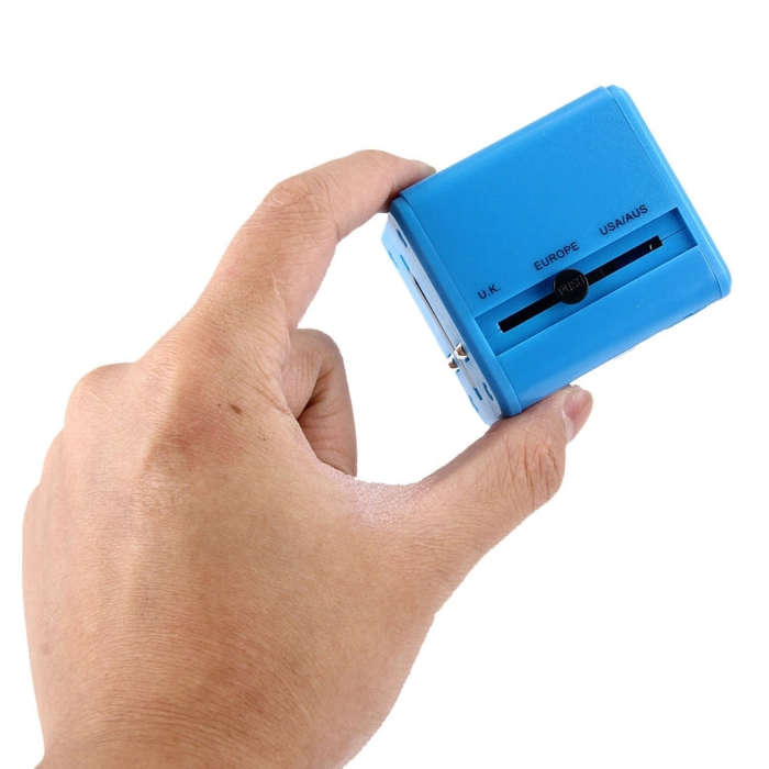 World-Wide Universal Travel Concealable Plugs Adapter with & Built-in Dual USB Ports Charger for ...