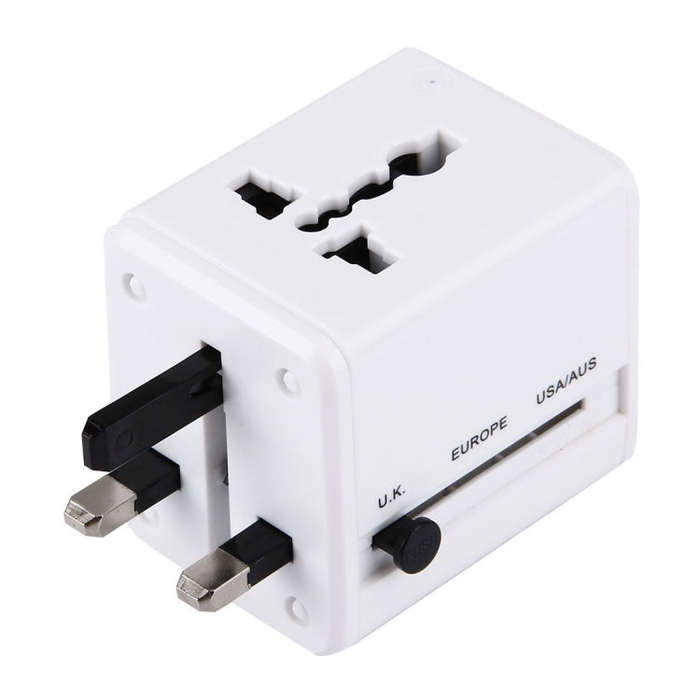 World-Wide Universal Travel Concealable Plugs Adapter with & Built-in Dual USB Ports Charger for ...